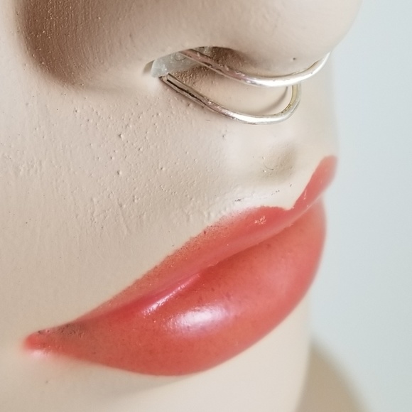 Handmade Jewelry - Fake Septum Silver Double Nose Ring Handmade